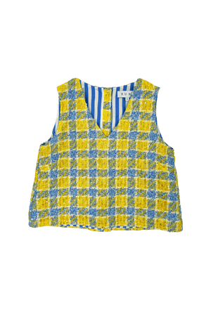 Le V Mod Top - Plaid Twinkle Tweed