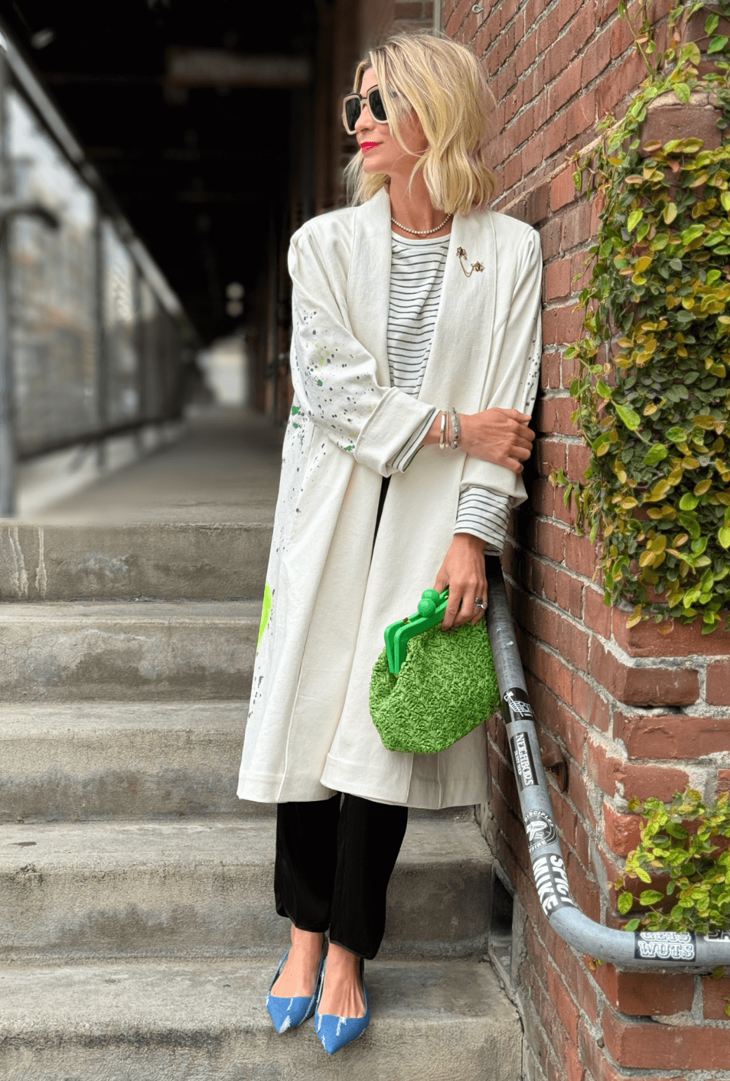 Leap Year Hand-Painted Heart Swing Coat - White & Green