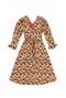 Long Sleeve Day Gown - MIDI - Bronze Floral