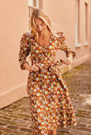Long Sleeve Day Gown MIDI Floral