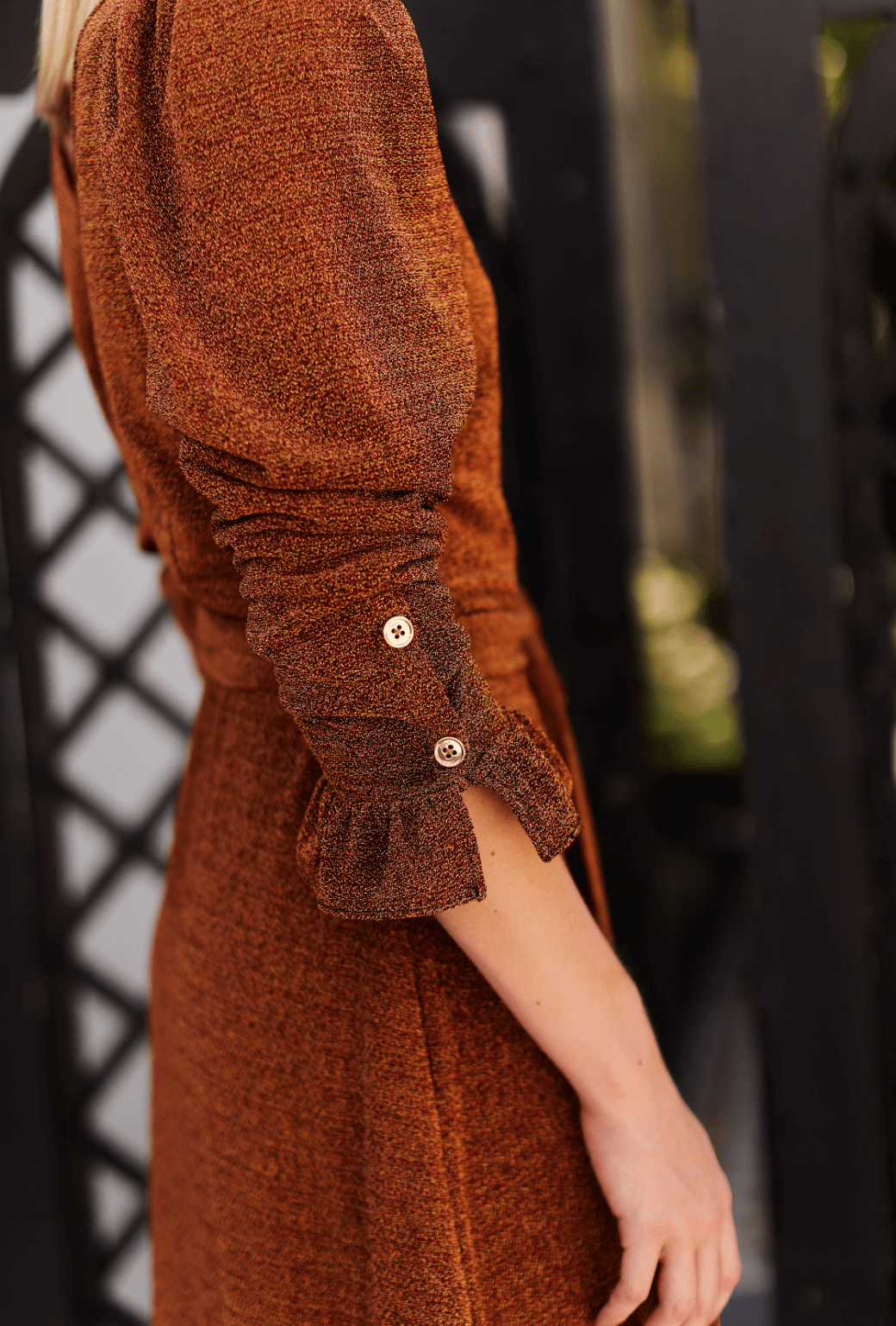 SAMPLE - Long Sleeve Day Gown - MIDI - Rust Shimmer BURU SAMPLE - Long Sleeve Day Gown - MIDI - Rust Shimmer BURU