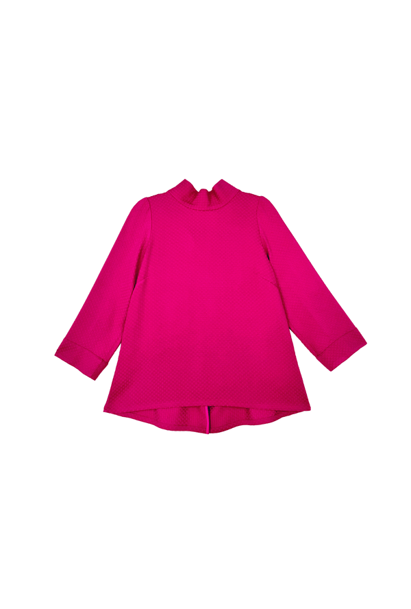 SAMPLE - Long Sleeve Mod Top  - Fuchsia Dot