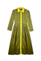 BURU x Mignonne Gavigan - Long Sleeve Shirtdress - Army & Chartreuse