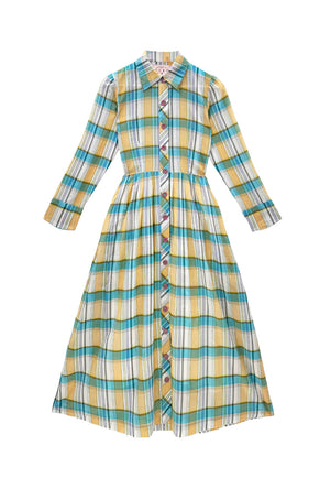 Long Sleeve Shirtdress - Silk Plaid