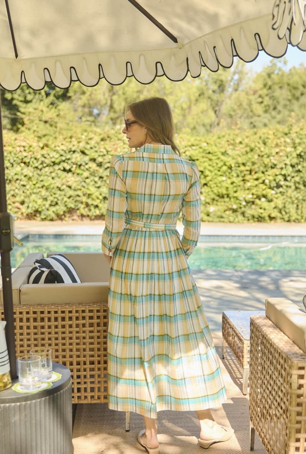 Long Sleeve Shirtdress - Silk Plaid