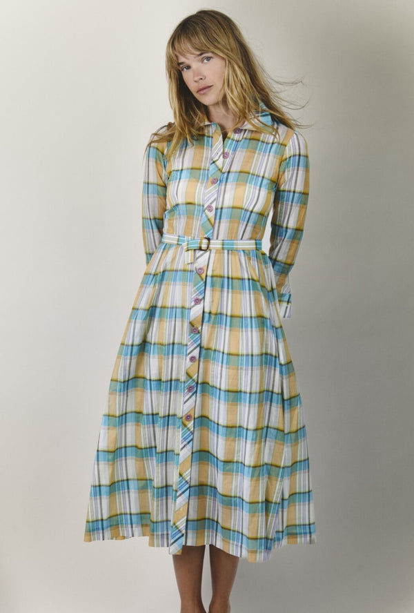 Long Sleeve Shirtdress - Silk Plaid