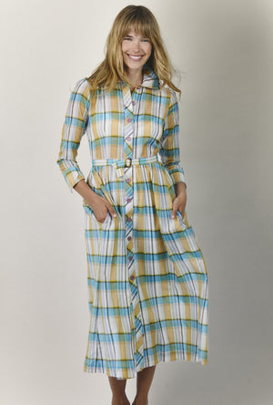 Long Sleeve Shirtdress - Silk Plaid