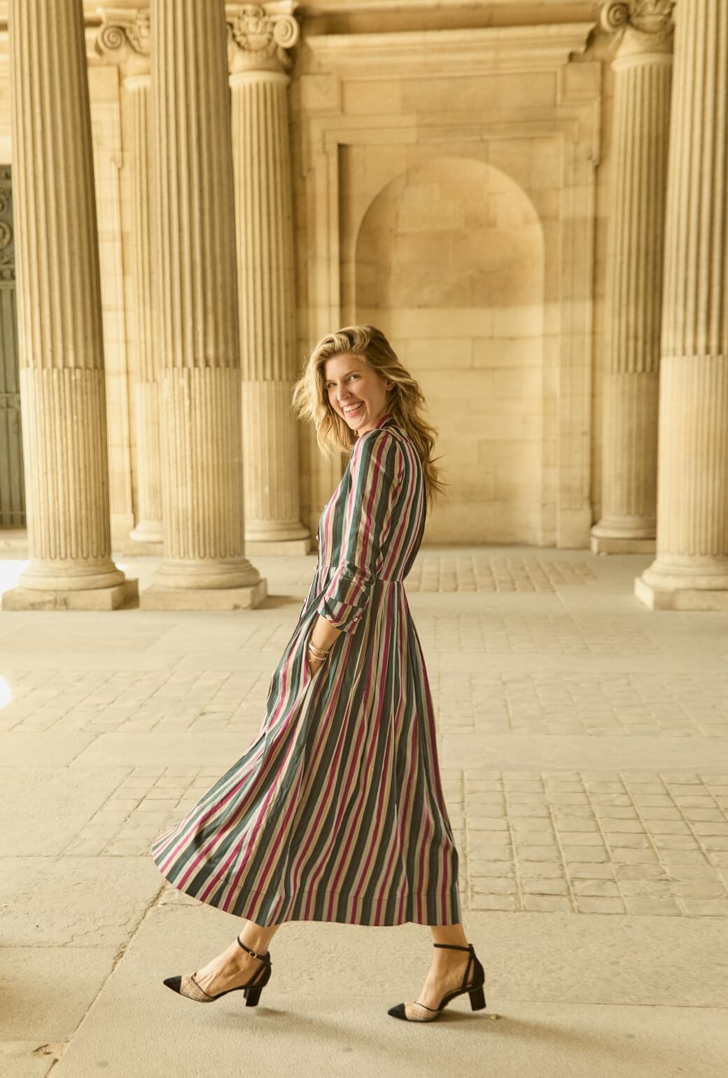 Buru x Anna Kloots Long Sleeve Shirtdress - Silk Stripe