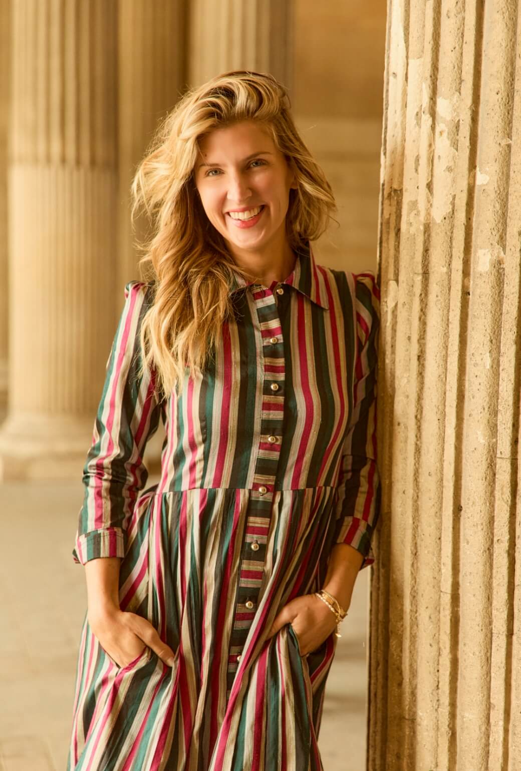 Buru x Anna Kloots Long Sleeve Shirtdress - Silk Stripe