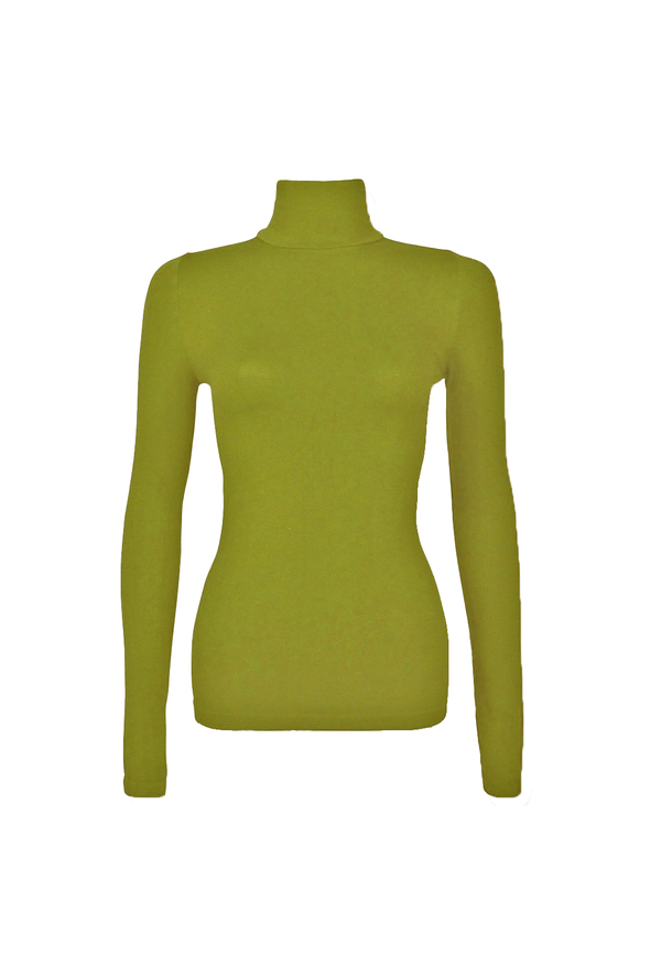 Long Sleeve Turtleneck Top - Chartreuse