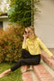 Long Sleeve Twiggy Top - Yellow Satin Polka Dot