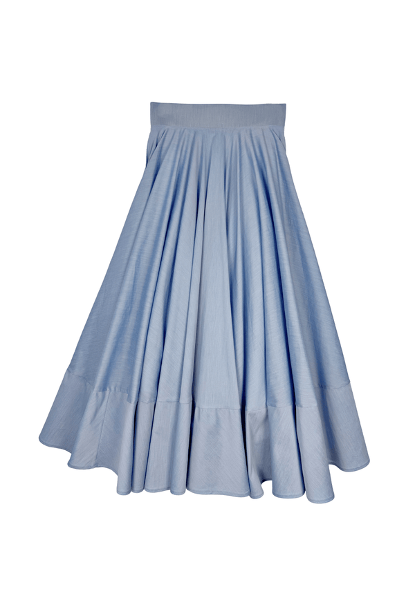 Lucinda Circle Skirt - Blue Poplin