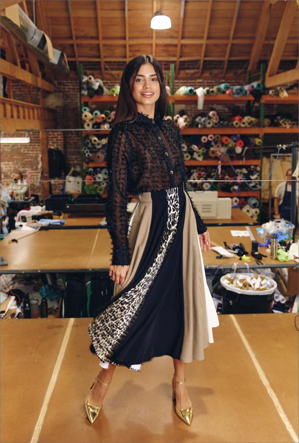 Lucinda Circle Skirt - Ivory & Black