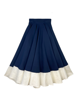 Buru x Jaimie Dewberry Lucinda Circle Skirt - Navy & Ivory