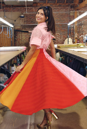 Lucinda Circle Skirt - Orange & Pink