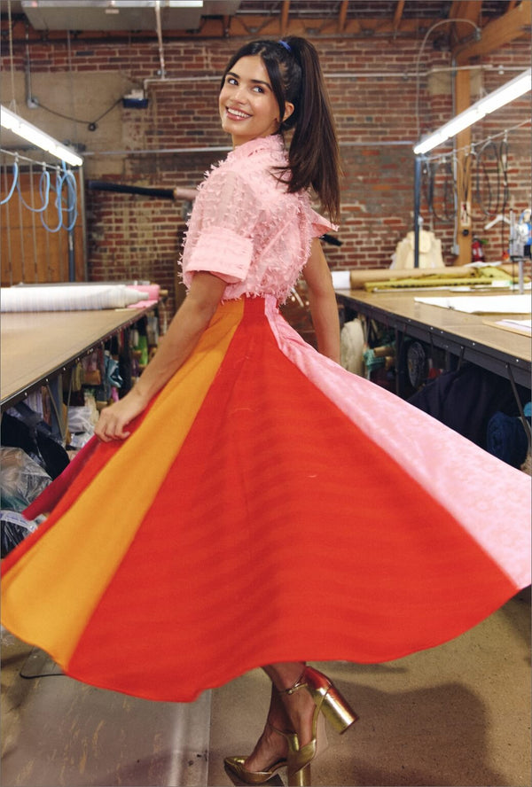 Lucinda Circle Skirt - Orange & Pink