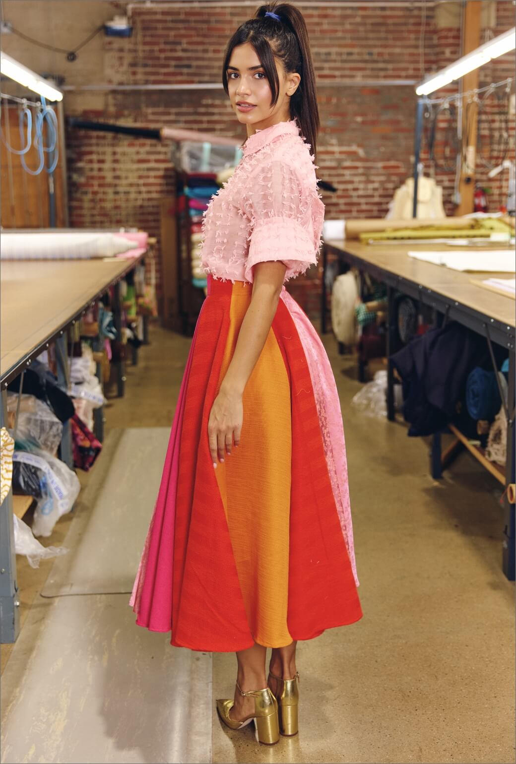 Lucinda Circle Skirt - Orange & Pink