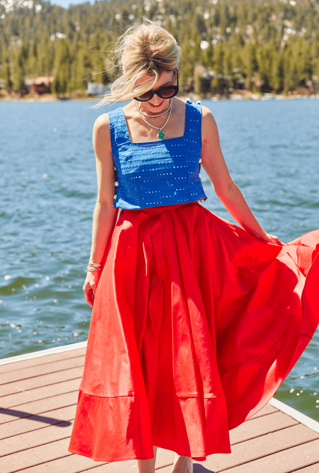 Lucinda Circle Skirt Red Poplin BURU