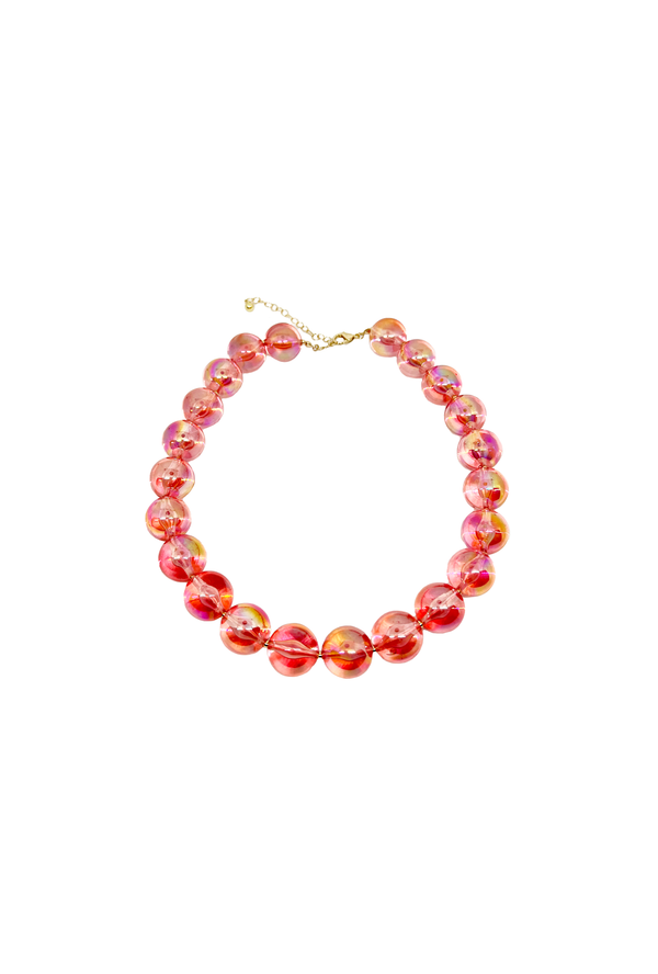 Lucite Marble Necklace - Pink Shimmer