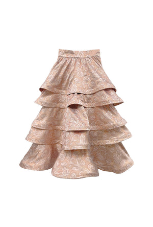 MIDI Teagan Skirt - Gold Tulip Lamé