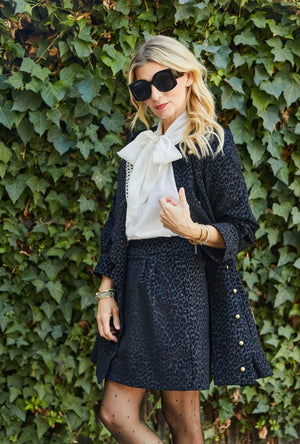 SAMPLE - Maggie Mini Skirt - Black Cheetah Corduroy