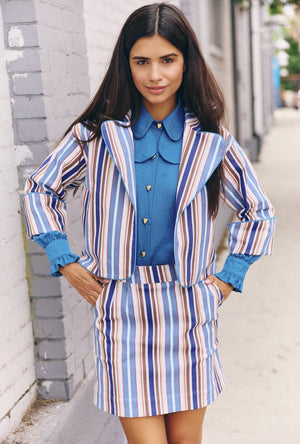 Maggie Mini Skirt - Brown Stripe Twill