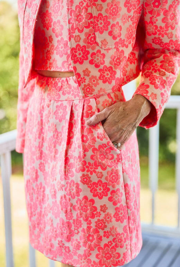 Maggie Mini Skirt - Coral Brightline