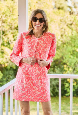 Maggie Mini Skirt - Coral Brightline