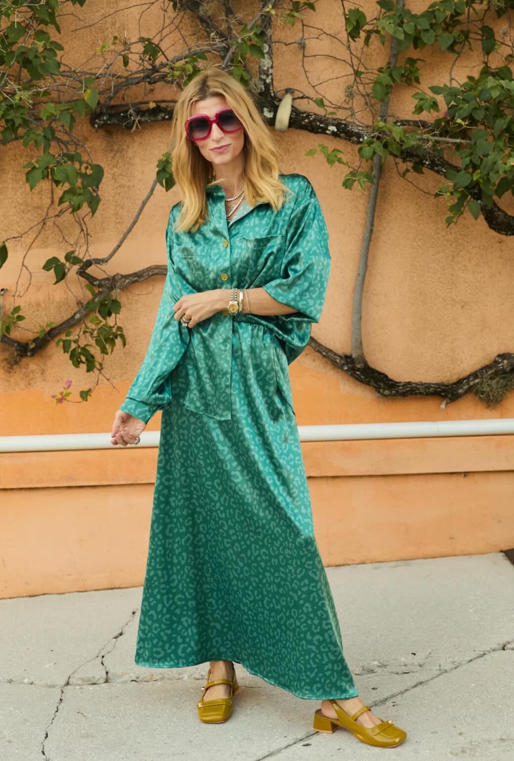 Mandarin Shirt - Aqua Cheetah