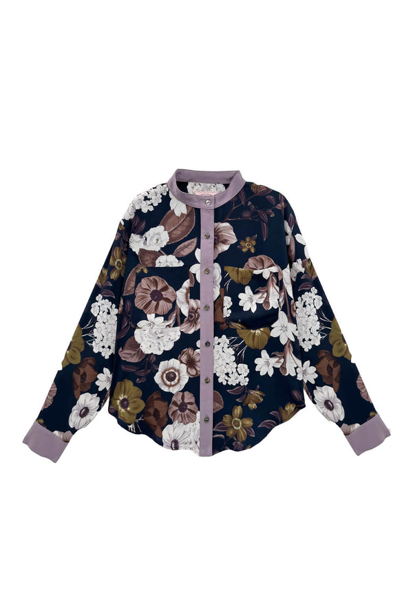 Mandarin Shirt - Fall Floral
