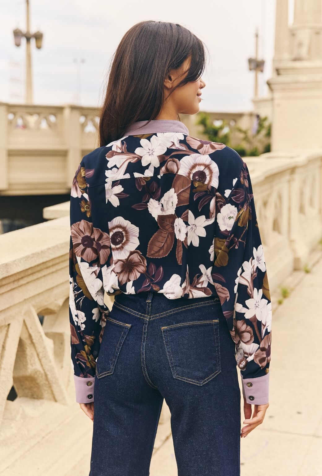 Mandarin Shirt - Fall Floral