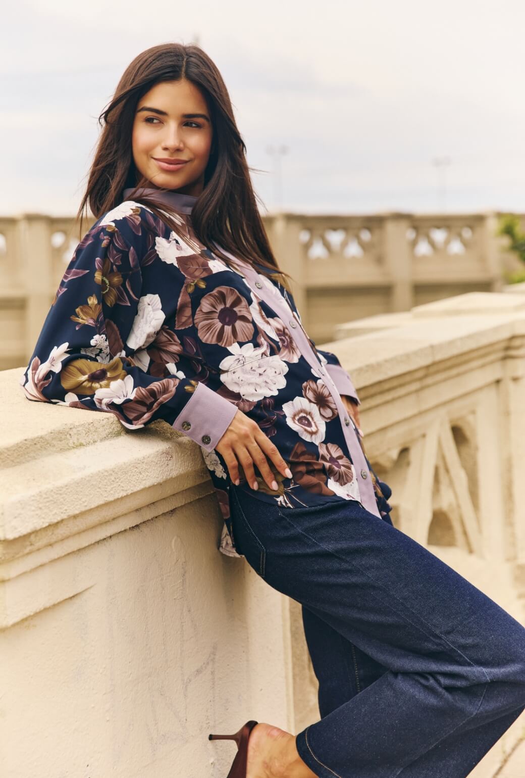 Mandarin Shirt - Fall Floral