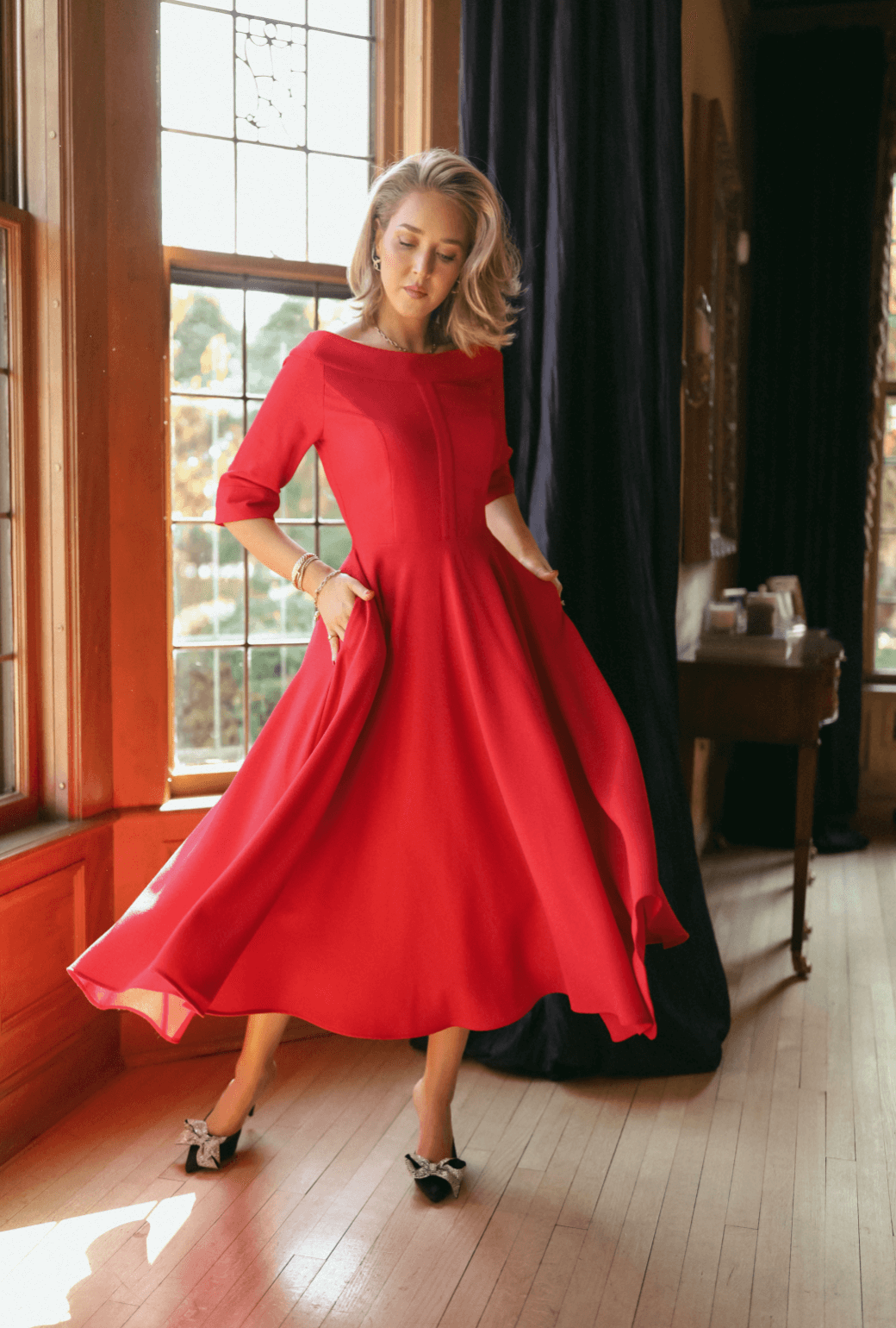 Mary Dress - Red Pebble