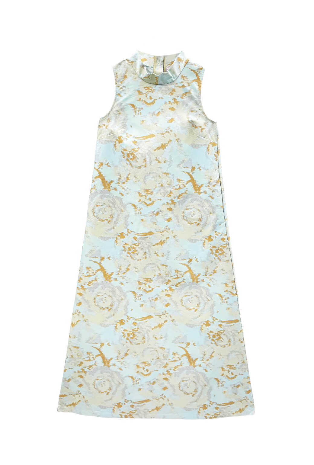 Buru x Old Soul Etiquette Maxi Mod Dress - Aqua Abstract Flame Stitch