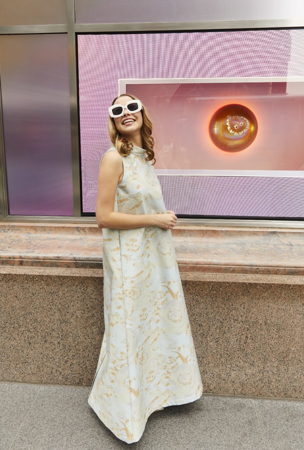 Buru x Old Soul Etiquette Maxi Mod Dress - Aqua Abstract Flame Stitch