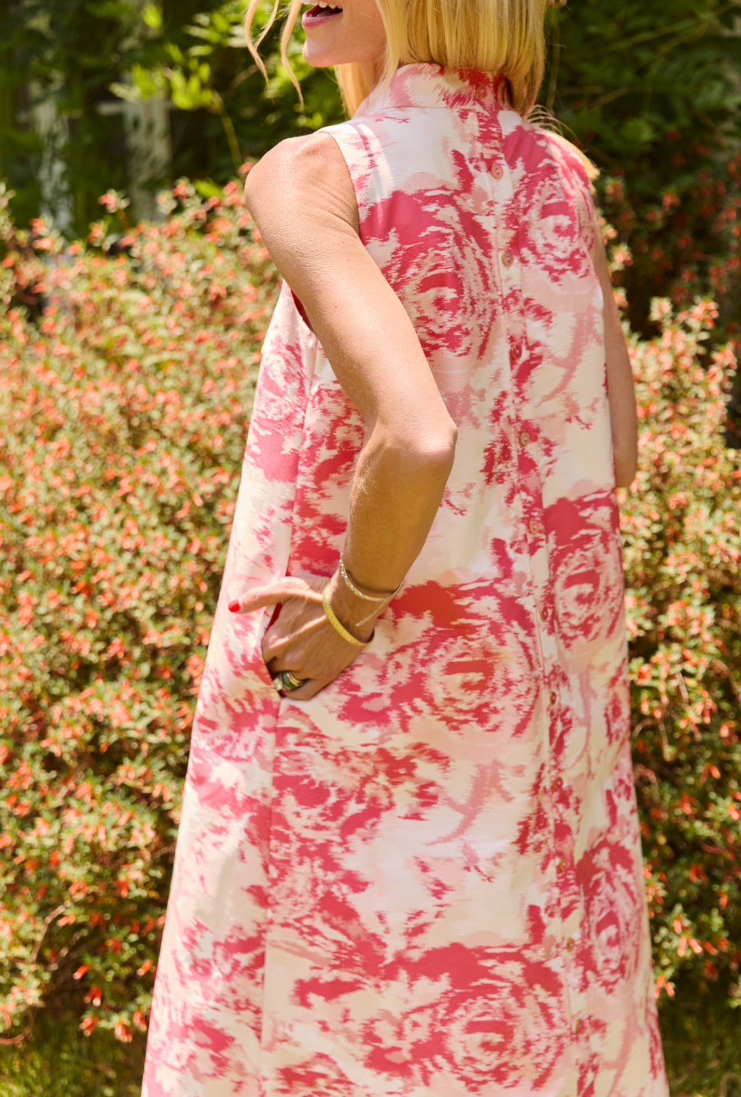 Maxi Mod Dress - Coral Flamestitch