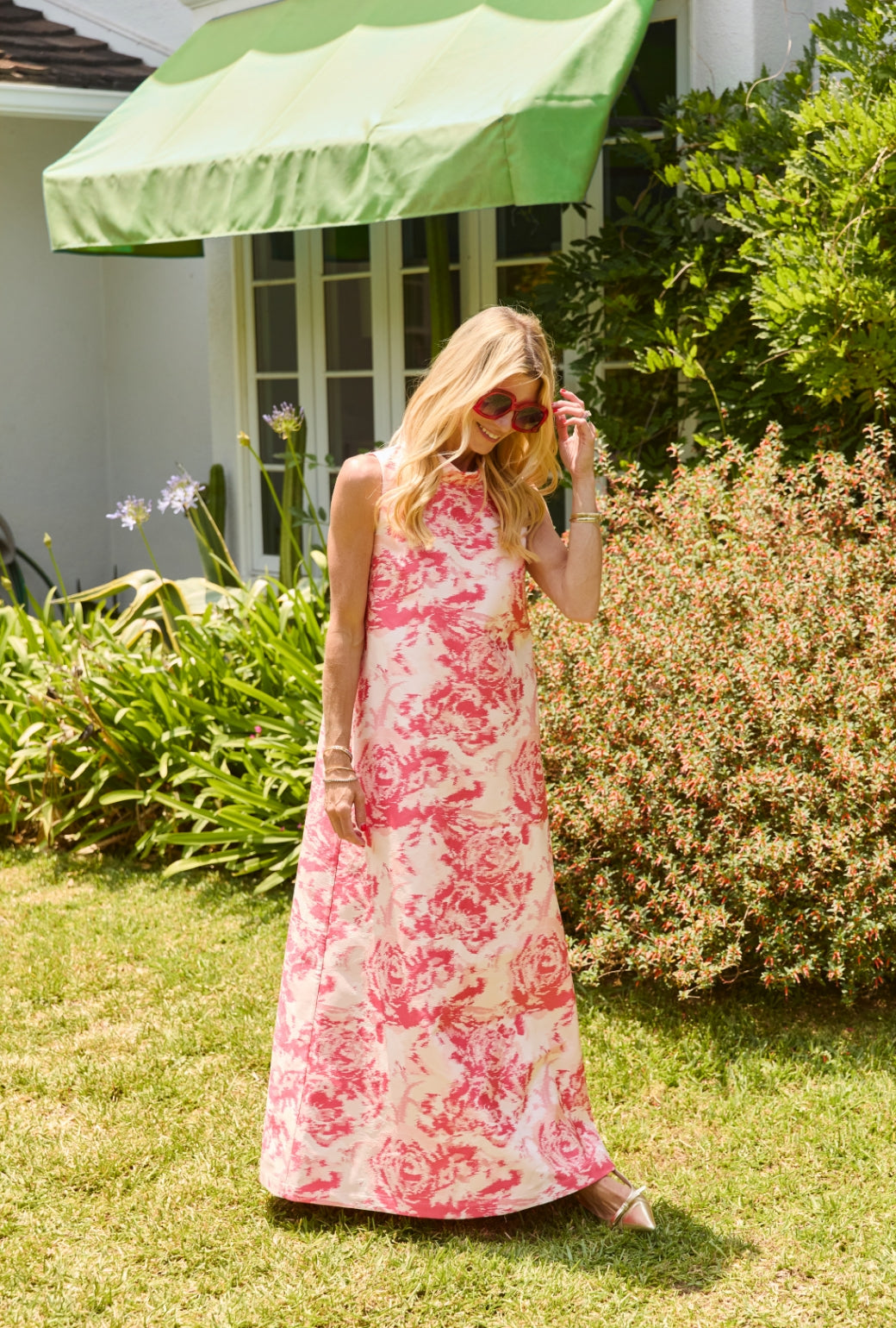 Maxi Mod Dress - Coral Flamestitch