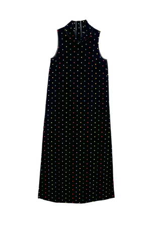 Maxi Mod Dress Embroidered Dot Velvet