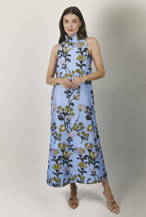 Maxi Mod Dress - Powder Blue Vines