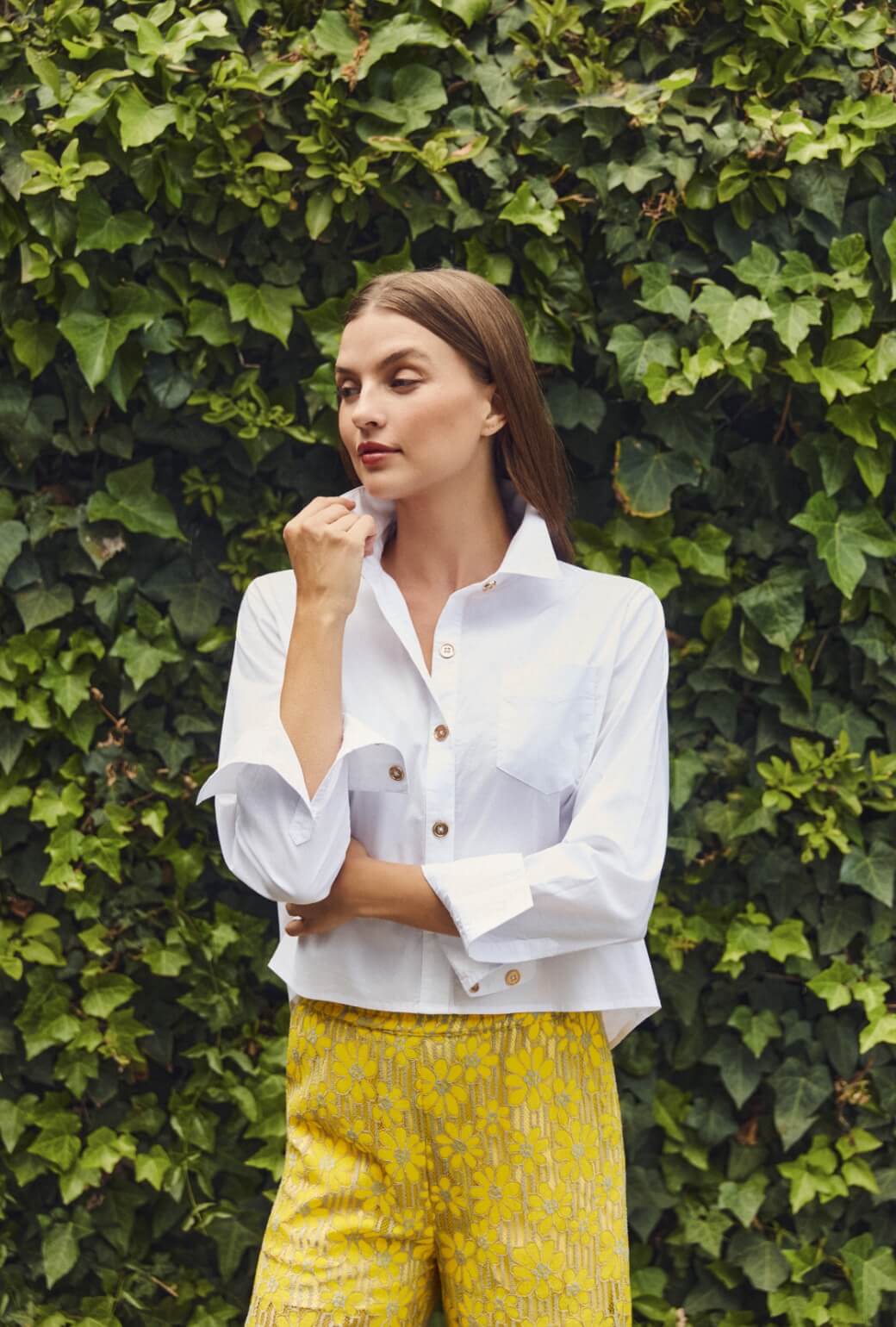 white cropped dress shirt Amazon.com: BONITEE Long Sleeve Button Down Shirts Women Crop Blouses Tops White,S