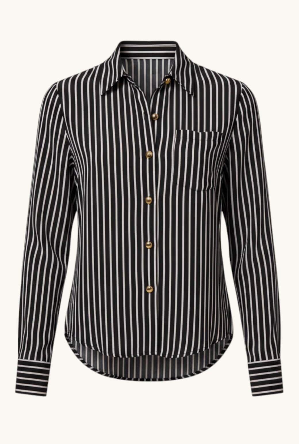 Mel Button Down Shirt - B&W Sheer Stripe