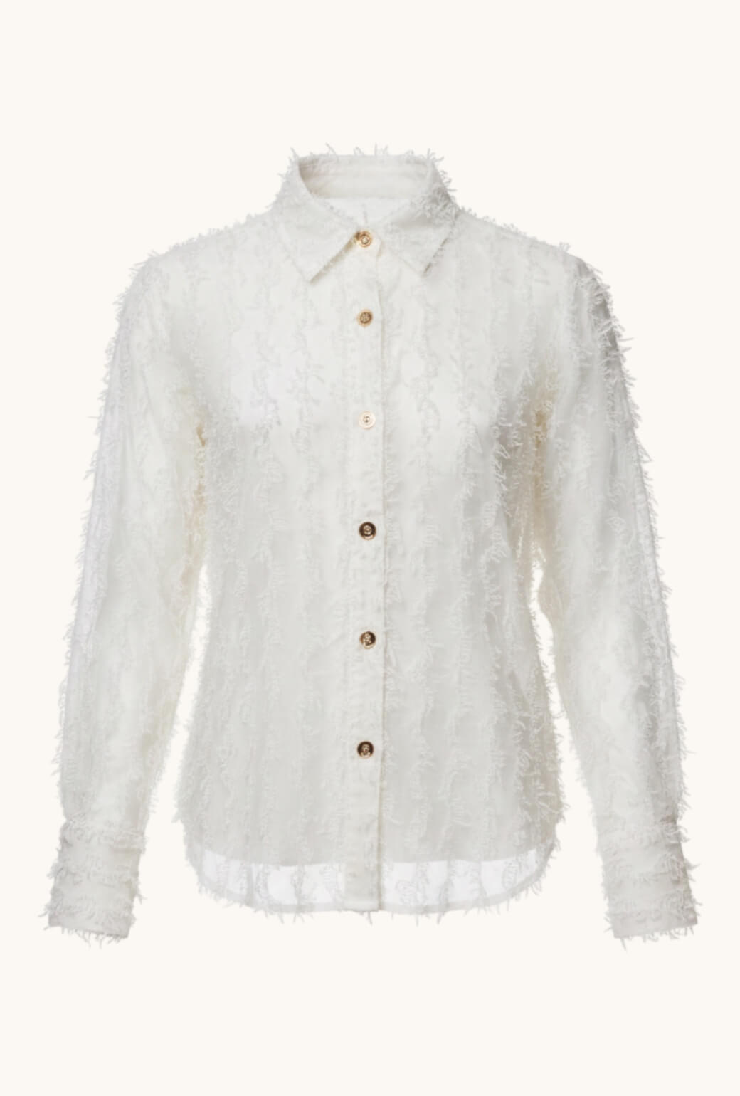Mel Button Down Shirt - Ivory Fringe
