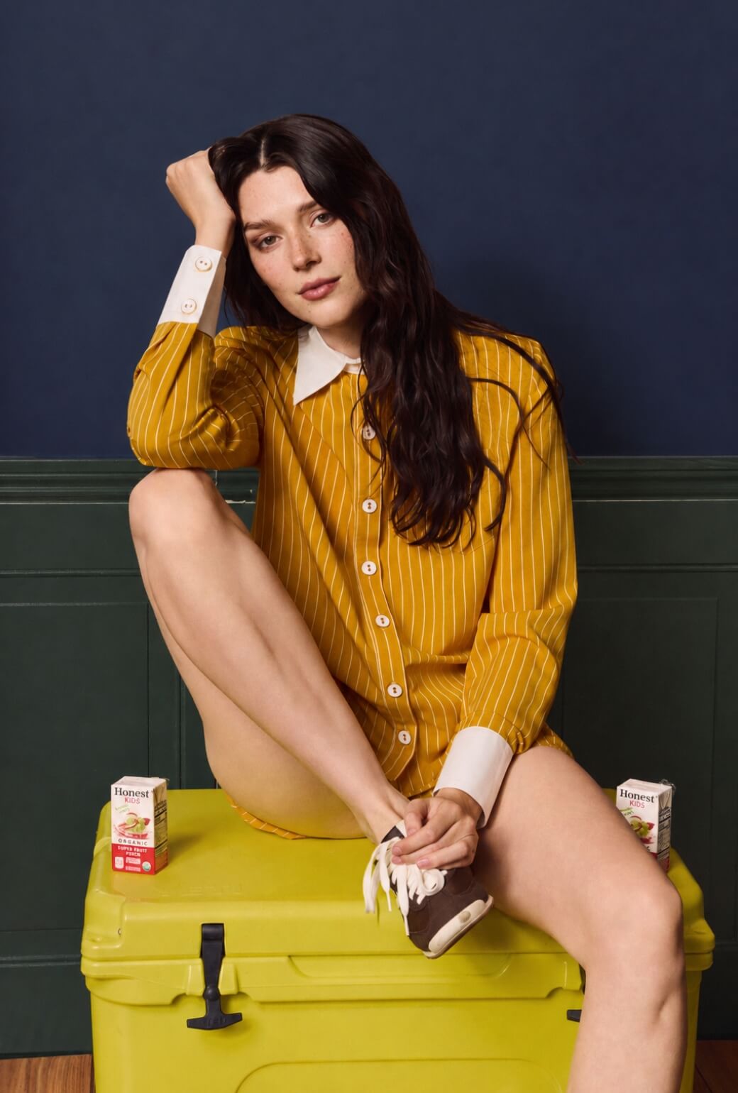 Mel Button Down Shirt - Marigold Stripe