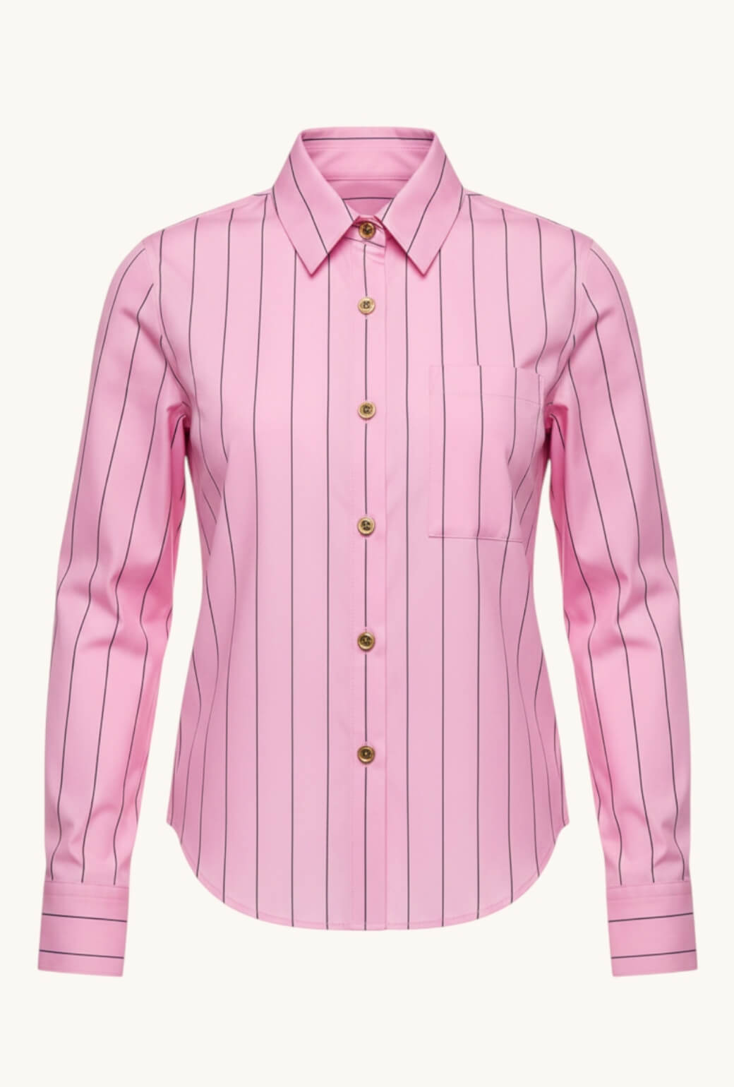 Mel Button Down Shirt - Pink and Black Pinstripe