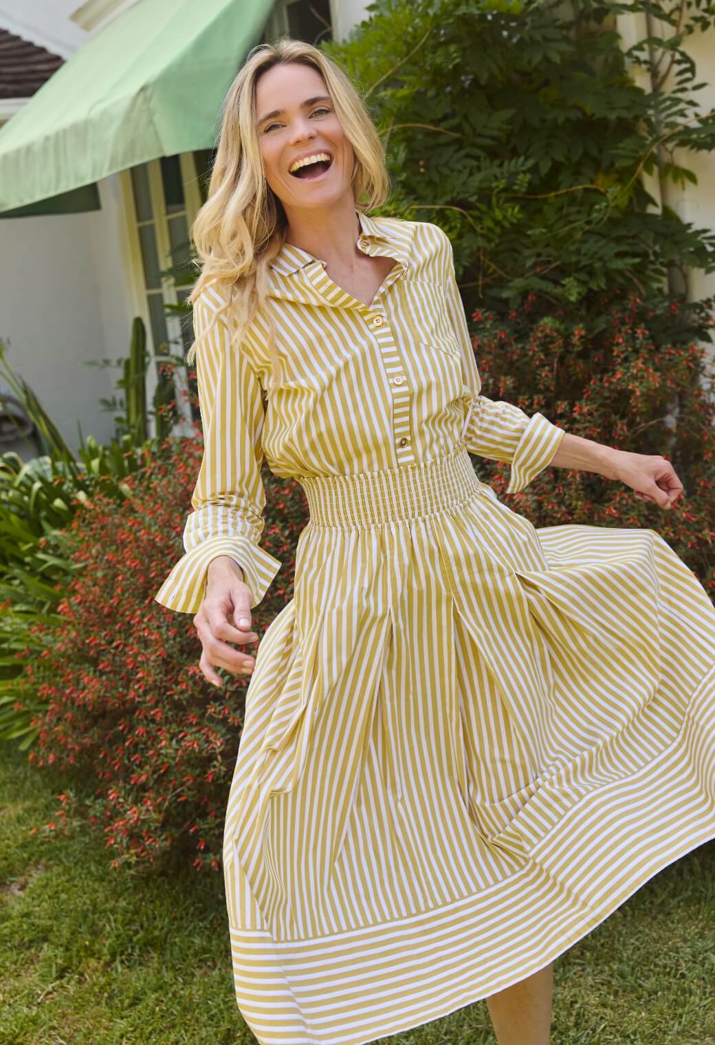 Buru x Megan Stokes Jackie Dress - Poppy and Brown Stripe – BURU