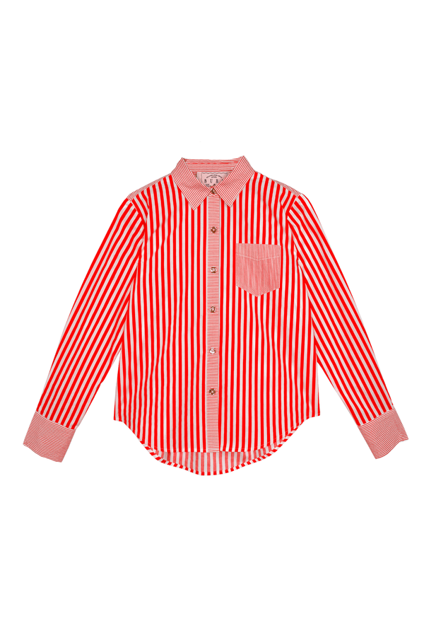 Mel Mixed Button Down Shirt - Tangerine Stripe