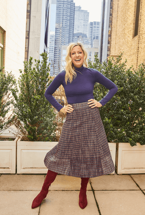 Midi Guest Skirt - Cranberry Tweed