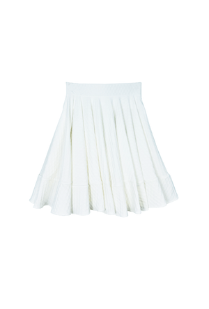Buru x Kelly Golightly Mini Lucinda Circle Skirt - White Knit Jacquard