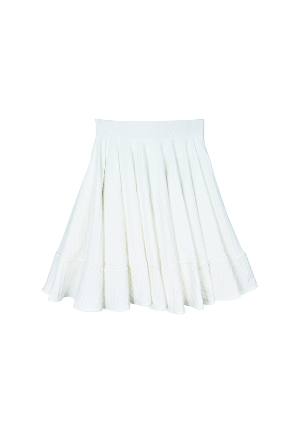 Buru x Kelly Golightly Mini Lucinda Circle Skirt - White Knit Jacquard