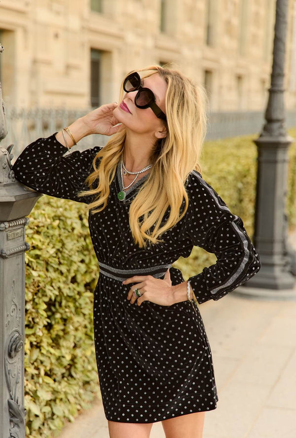 Mini Track Dress - Velvet Sparkle Dot